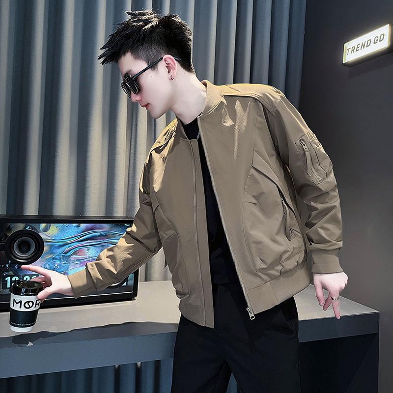Men s Trendy Casual Baseball Jacket - Simple Basic Cool Short Style L
