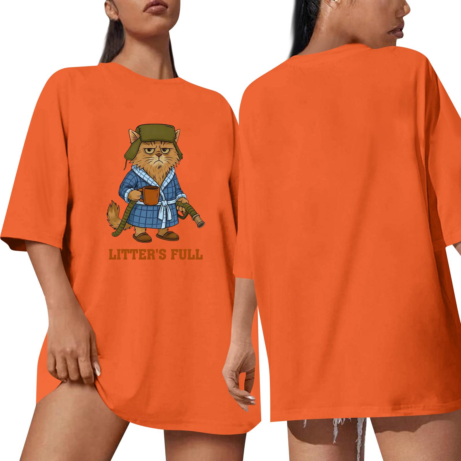 

Футболки з короткими рукавами для жінок Модні топи Легкий м’який повсякденний літній одяг Одяг S помаранчевий