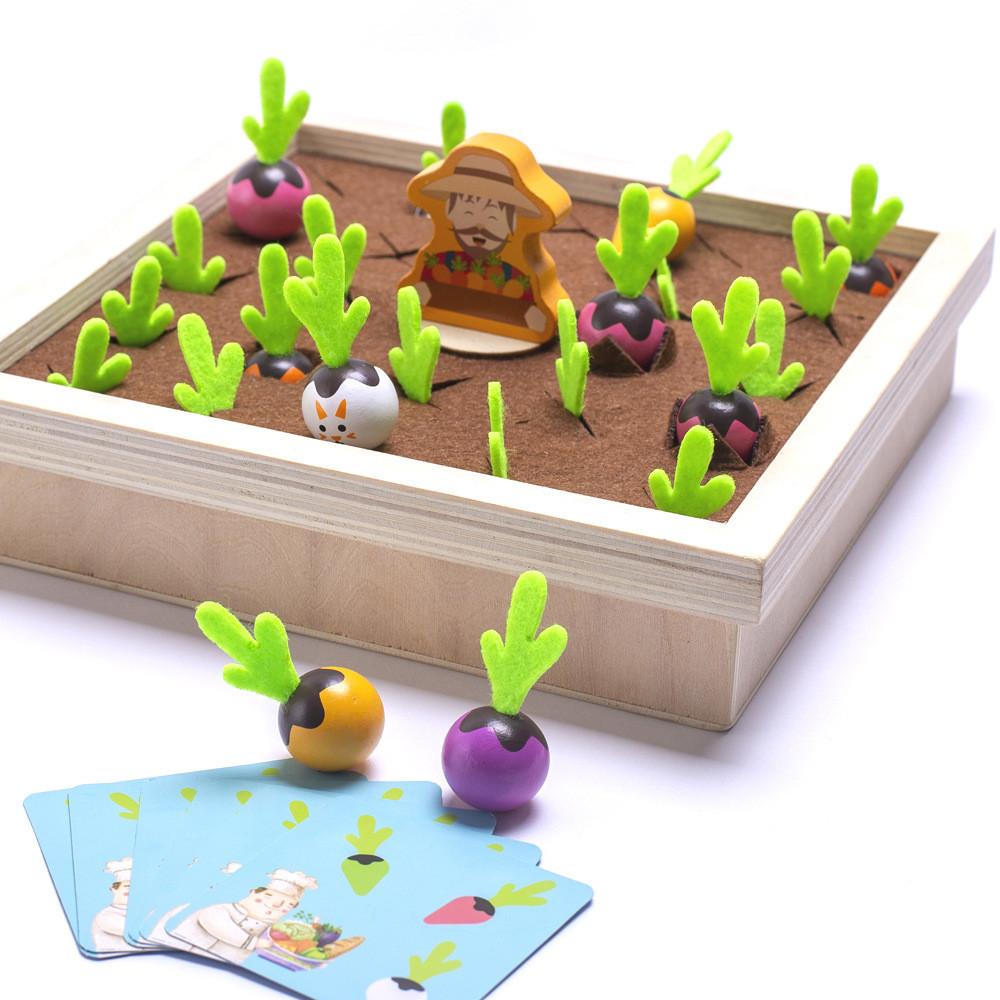 Carrot Children Wooden Memory Match Toy Vegetable Theme Development Cognitive