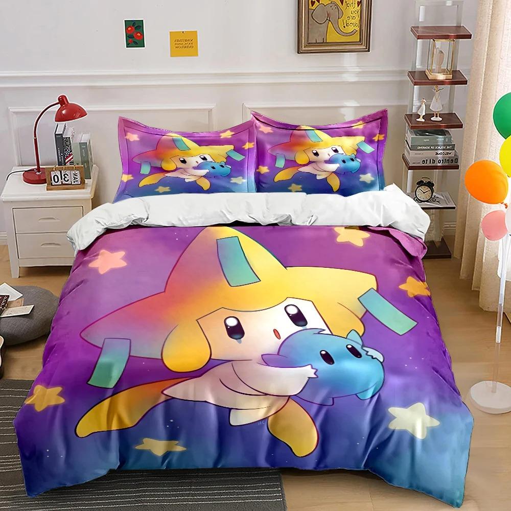 HD Printed Jirachi Quilt Cover With Pillowcase, Cartoon Character Bedding Set 3D Printed Cute Kids Room Decoration Kit Gifts