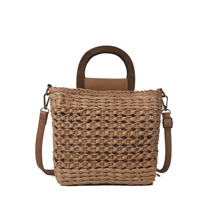 2025 autumn new trendy casual simple hand woven bag beach bag, messenger bag women's bag straw shoulder bag
