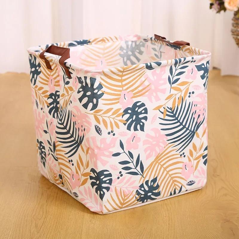 32x32x32cm Oxford Stampa Carina Pieghevoli Cesti Contenitori Contenitori Vestiti Scatole Mini da Scrivania Organizer Trucco Libro Giocattolo per Bambini