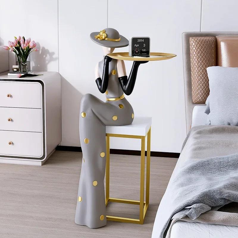 Nordic home decoration girl sculpture art abstract figure statue large floor tray living room porch accessories