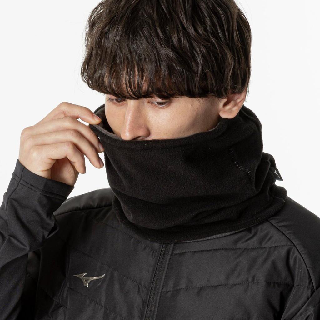 Mizuno Morelia Breath Thermo Neck Cold Weather P2MYB501 Warmer, Heat-Generating Material, Protection, Unisex, Black,