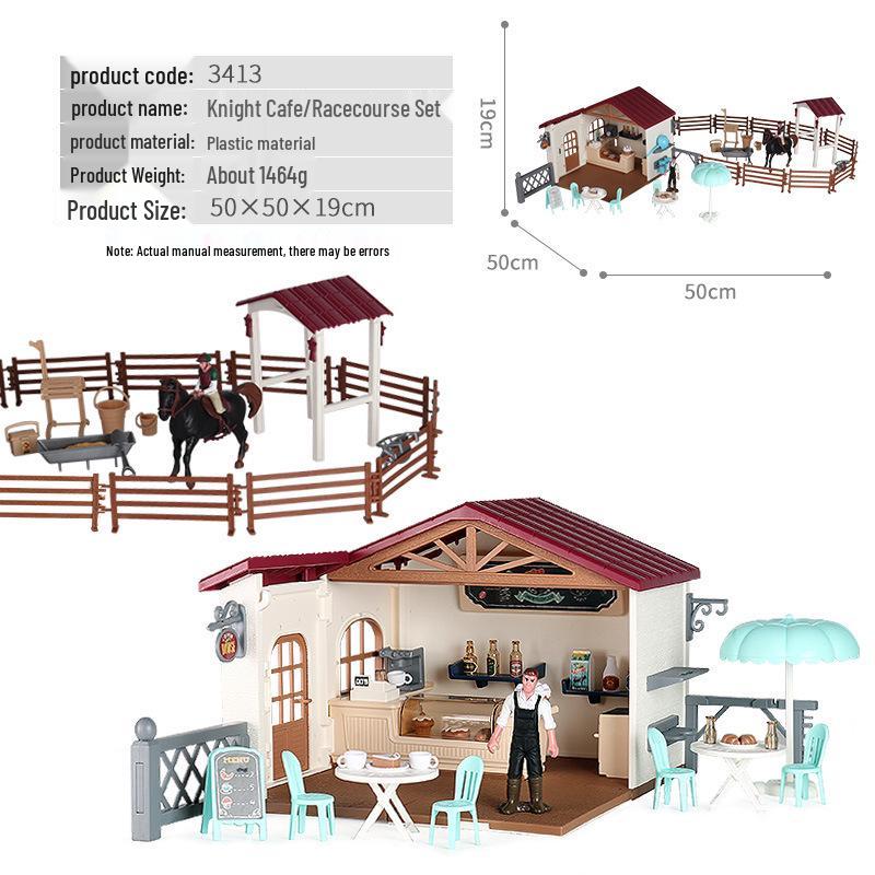 Farm Animal and Human Figures Playset with Fences: Rabbit, Sheep, Donkey, Cow - Parent-Child Simulation Toy