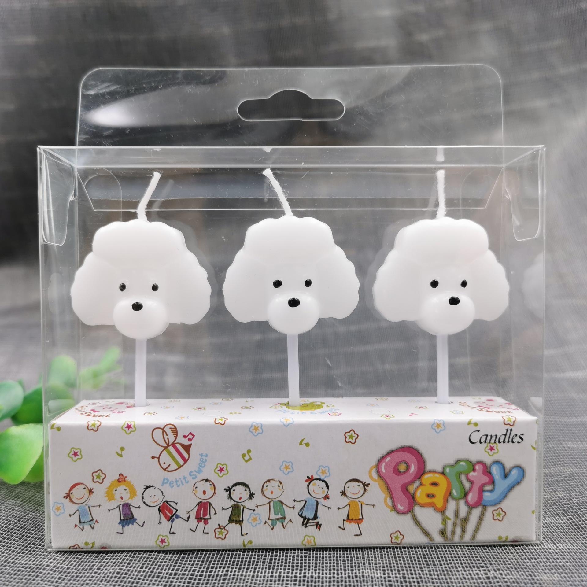 

Children s Birthday Cake Decorated with Poodle Candles, Cartoon Animal Dog Teddy Shaped Simulation Animal Candles