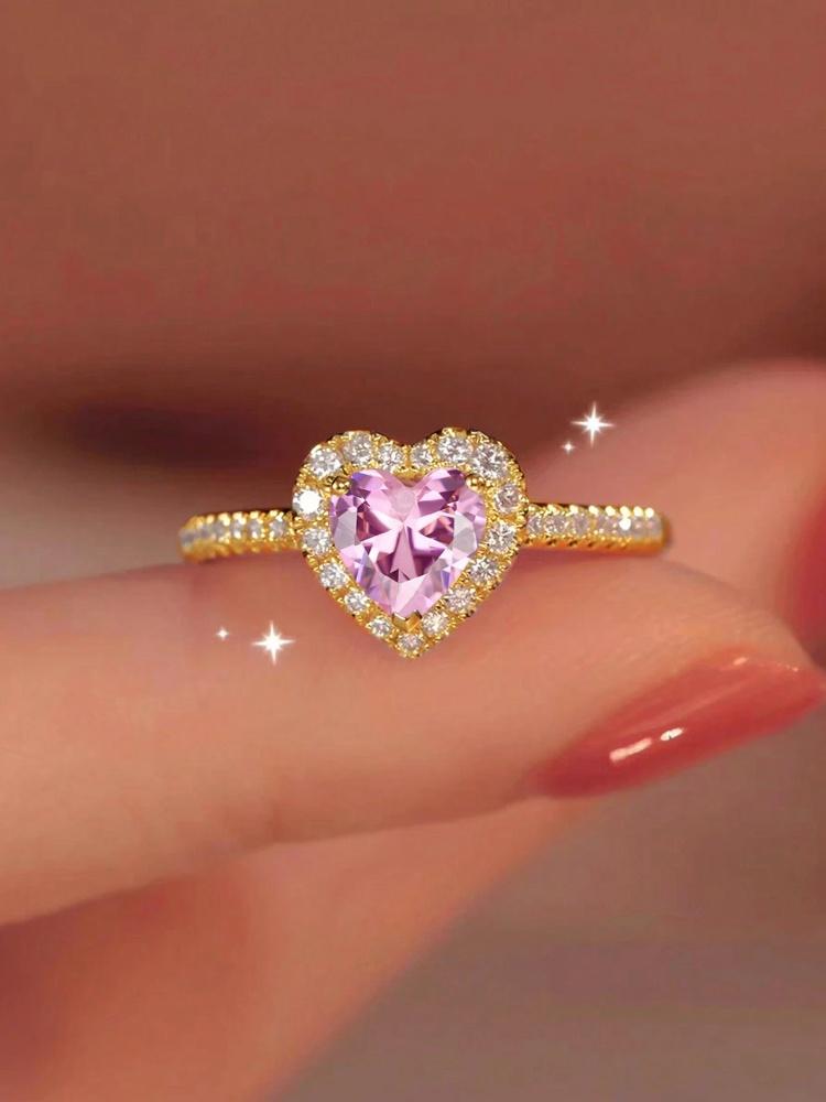 Gorgeous Zircon Shiny Love Heart Ring for Women Engagement Wedding Real 925 Silver Luxury High Quality Fine Jewelry