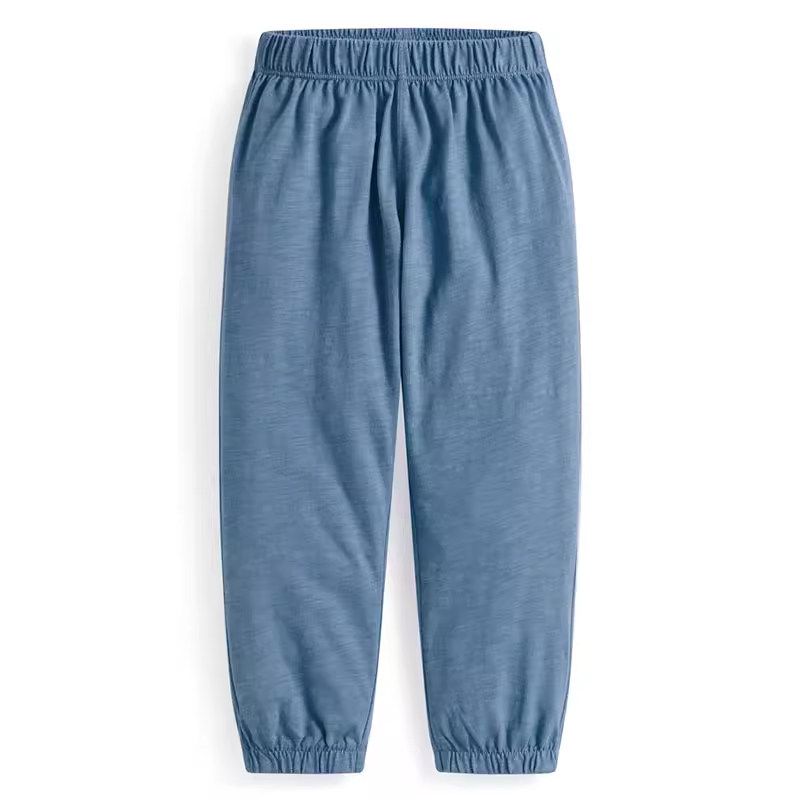 Summer Kids Slub Cotton Anti Mosquito Pants Pure Cotton Pants Men and Women Baby Thin Candy Color Loose Ankle Banded Slacks Light Blue 160
