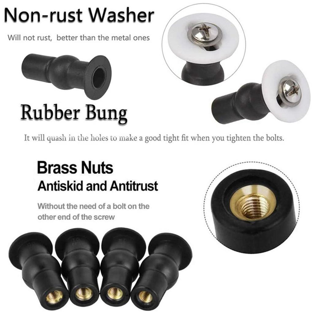 T02C!8 Pack Toilet Seat Screws Toilet Seat Hinges Bolt Expanding Rubber Top Nuts Screw Fixings Fix WC Blind Hole Fittings