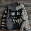Halloween Skummel Ansikt Genser for Kvinner Patchwork Trykk Strikket Genser Topp Langermet Rund hals Sydd Høstantrekk