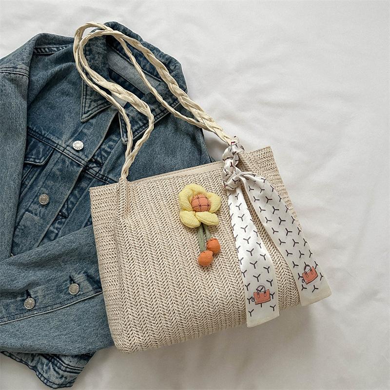 Summer Rattan Woven Tote Bag Large Capacity Casual Handbag for Women 2026 New Fashion CLE