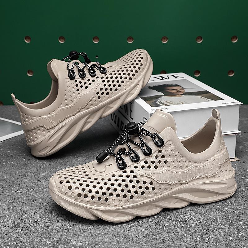 

Пляжная обувь мужская обувь летняя дышащая обувь с отверстиями мужская повседневная спортивная обувь легкая рабочая пляжная модная обувь классные тапочки 44 хаки