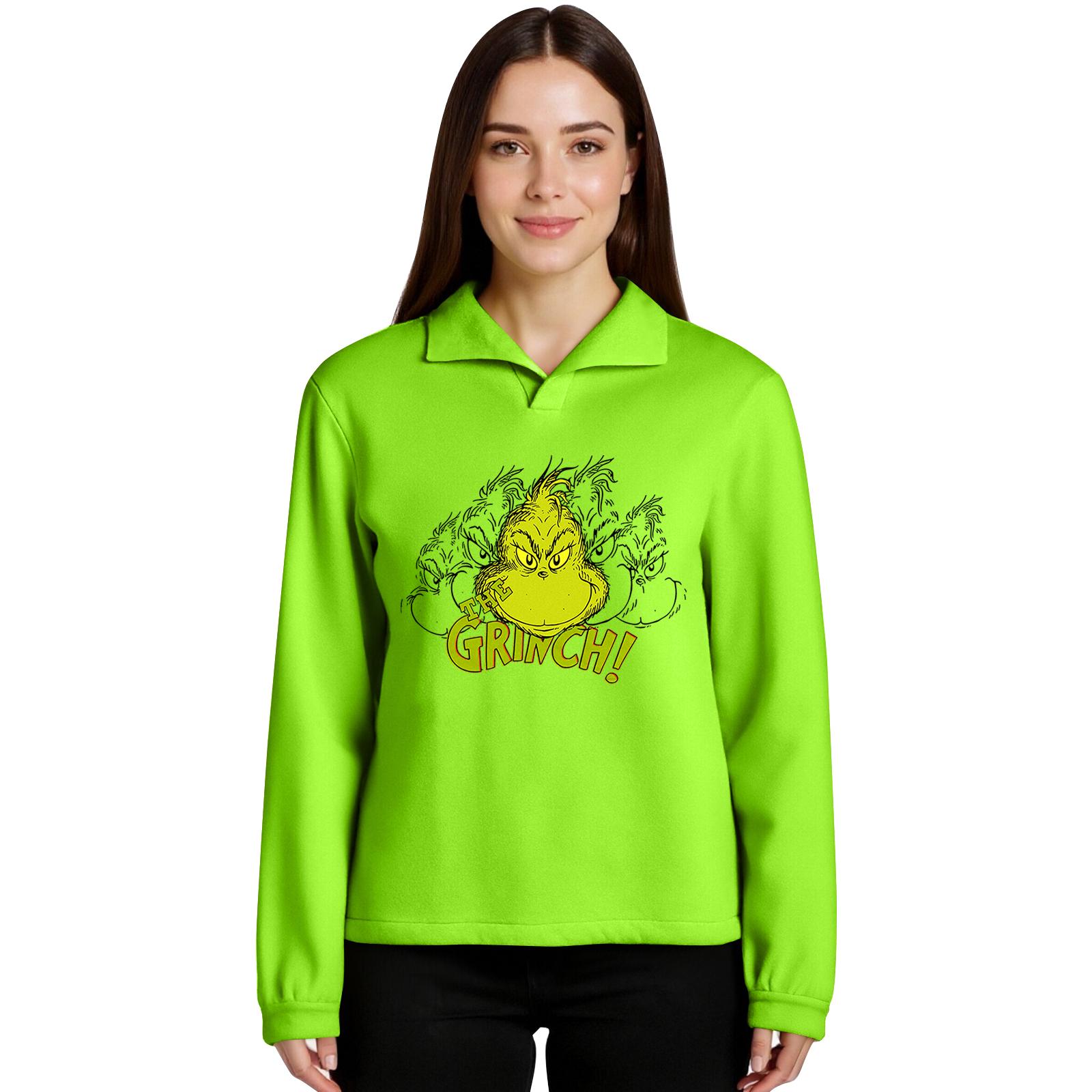 

Женский пуловер с длинными рукавами и воротником-стойкой, спортивный топ с рождественским принтом L армия зеленый