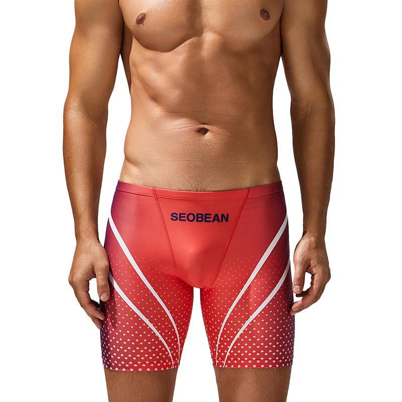 

SEOBEAN Men s Fashionable High-Elastic Polyester Swim Trunks for Swimming and Hot Springs L