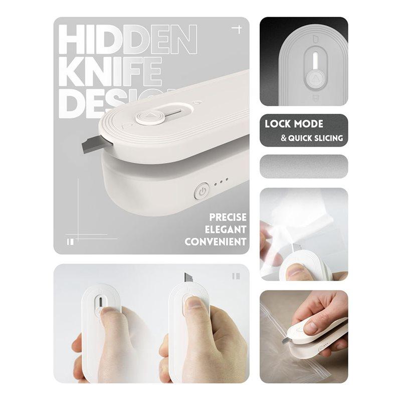 A78E-Mini Bag Sealer Handheld Heat Seal Chip Bag Sealer 3 Heat Modes, Magnetic Design