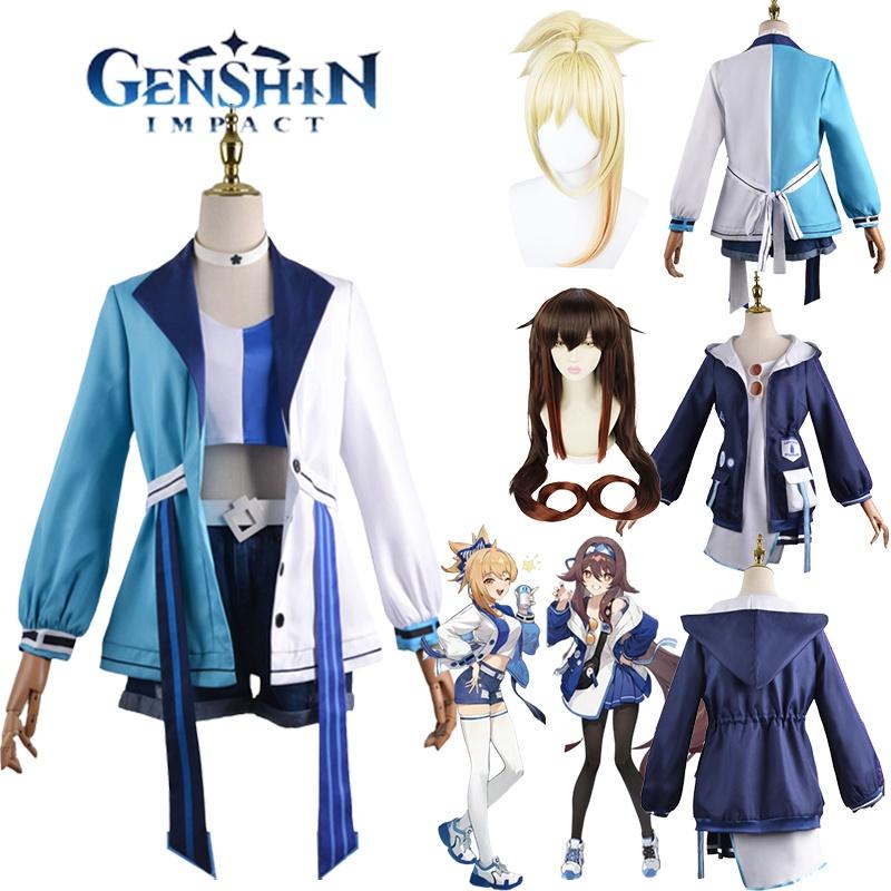 Genshin Impact Hutao Yoimiya Cosplay Costume Wig For Halloween