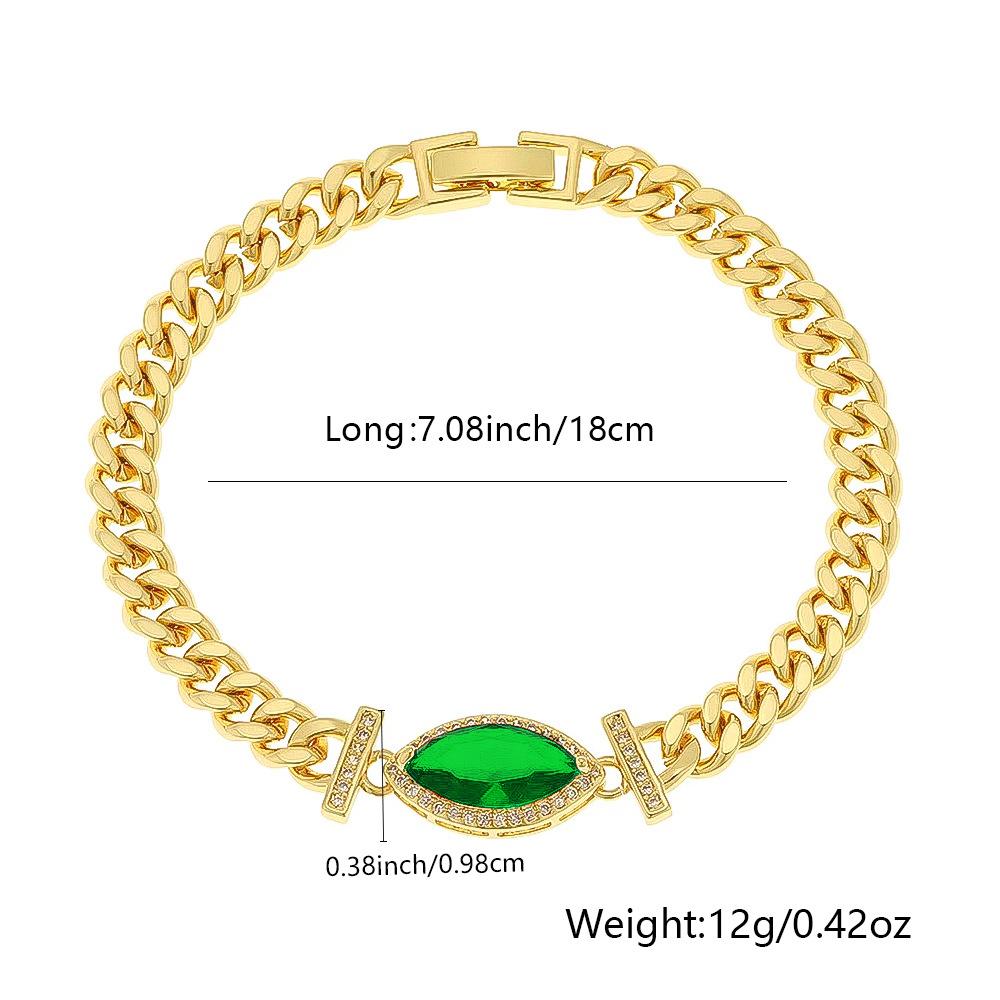 Inlaid Zircon Geometric Oval Zircon Pendant High Color Retention Copper Plated Real Gold European and American Style Elegant Light Luxury Bracelet