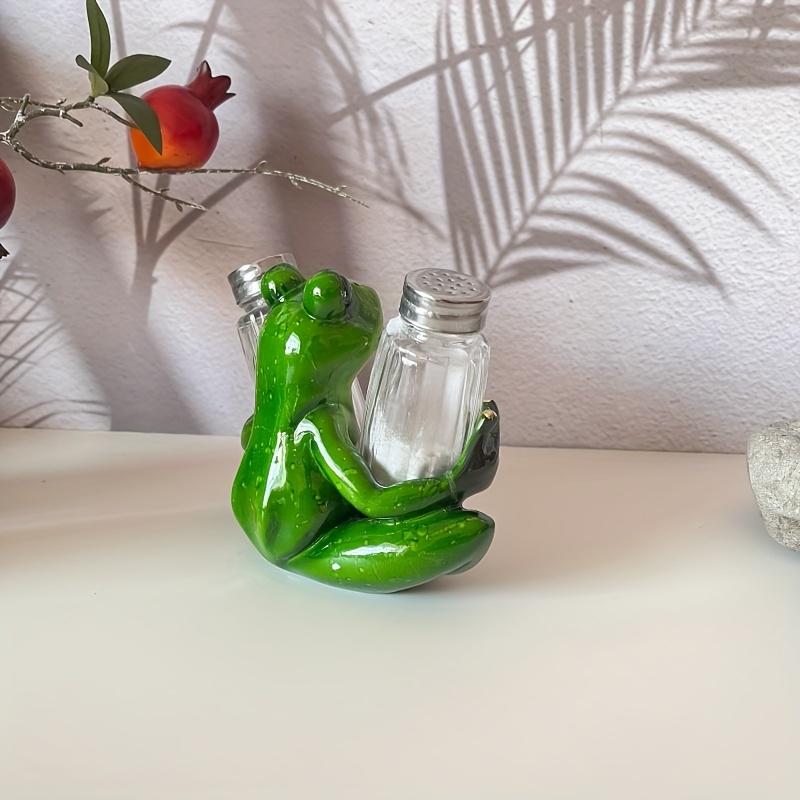 1 Stück Harz Frosch Figur, Niedlicher Salz-, Pfefferstreuer Halter, Verspielte Küche, Heimdeko für Arbeitsplatte, Eingangsbereich, Langlebige Dekorative Statue für Innen/Außen