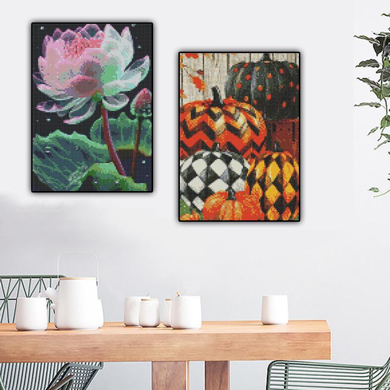 5D Diamond Painting Full Round Drill Diamond Pumpkin Lotus Diamond Painting Handmade Diy Diamond Mosaic Painting Home Decoration