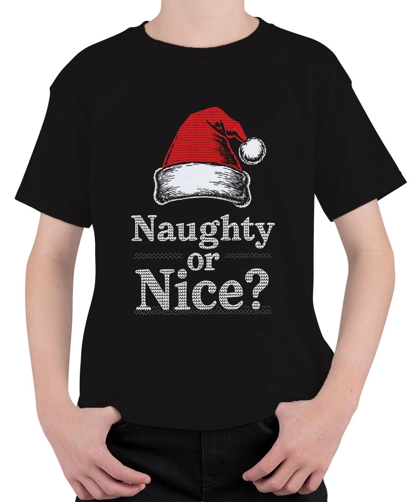 Naughty or Nice? Weihnachten Weihnachtsmütze Strickoptik Lustig Unisex Kinder T- XXXL