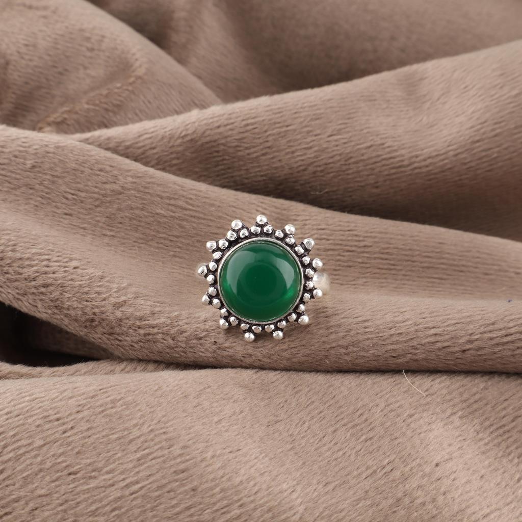 Green Onyx Cab 925 Solid Sterling Silver Ring, Handmade Gemstone Ring Jewelry, Designer Ring Boho Gift For Her