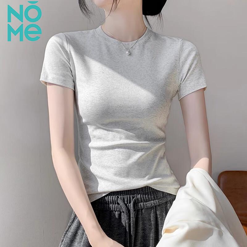 NOME Women s Ribbed Cotton Round Neck Slim Fit T-shirt L