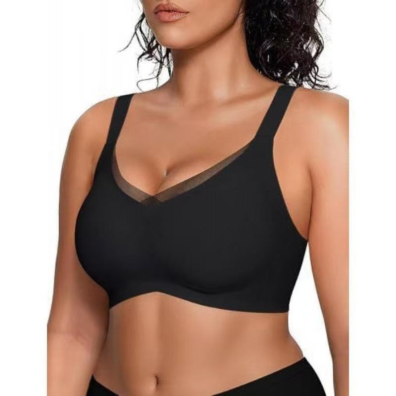 Womens Seamless Push Up Bra Plus Size No Underwire Comfortable Bra S чёрный