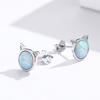 BAMOER New Arrival 925 Sterling Silver Cute Cat Ears Big Stone Small Stud Earrings for Women Fashion Earrings Jewelry