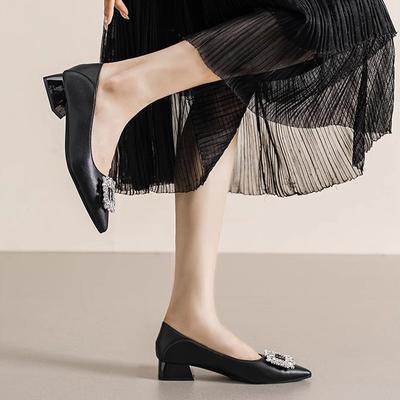 Two Wear Pointed Head Shallow Mouth Single Shoes Women's 2025 Autumn New Small Fragrant Style Versatile One Pedal Low Heel Soft Sole Work Shoes