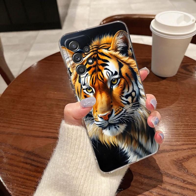 Tiger Animal Clear Soft Phone Case For Samsung Galaxy A56 A57 A37 A55 A54 A36 A35 A26 A25 A16 A17 A07 A52 A34 A73 A53 A21s Cover