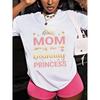 European Size Women's Casual Short Sleeve T-Shirt - "Mom of the Birthday Princess" Graphic Print with Crown & Stars, Soft Stretch Round Neck Top