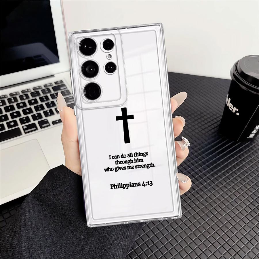 Simple Christian Cross Phone Cover Case for Samsung Galaxy S26 S21 S22 FE S20 Plus S24 Note 20 Ultra 10 S23 Ultra S25 Edge