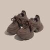Leather dad shoes women's 2025 new autumn and winter platform inner height increase small women's shoes brown casual sneakers