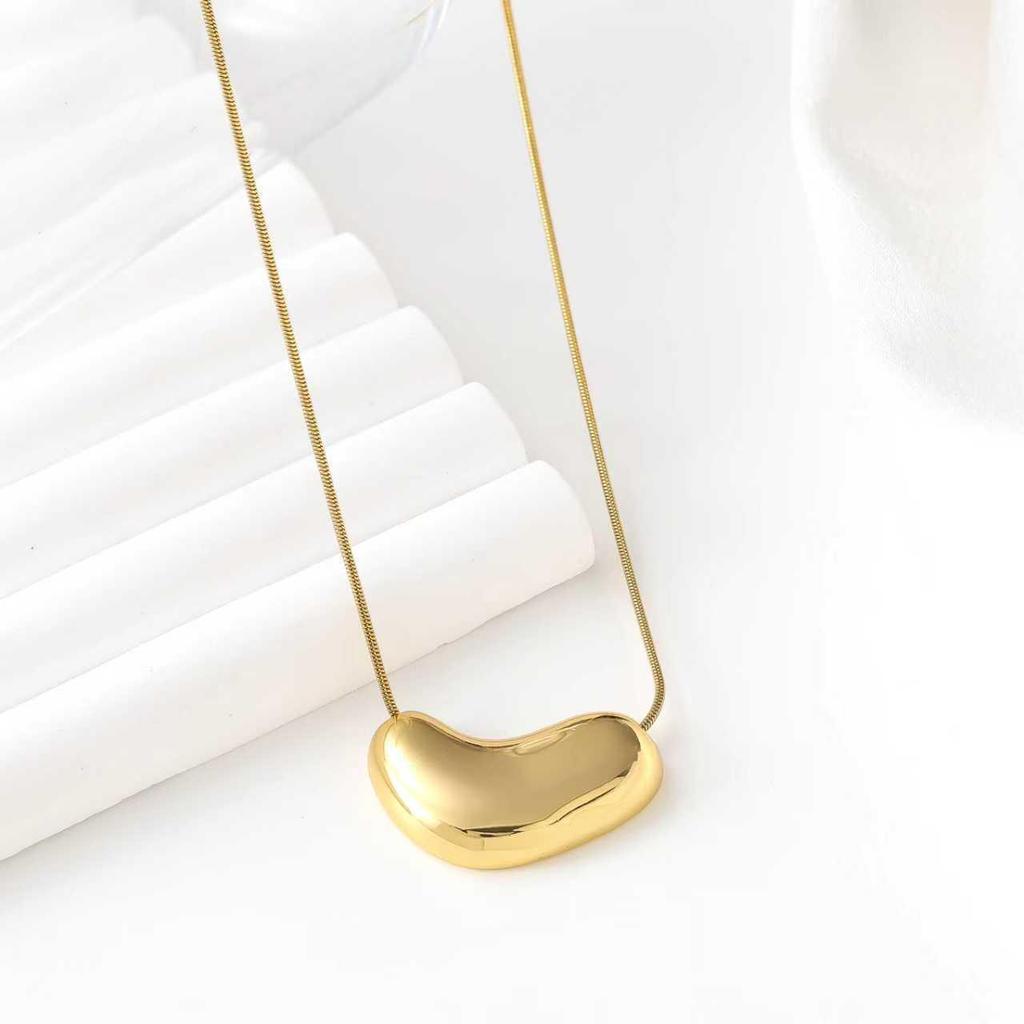 INS Style Geometric Colored Diamond Peach Heart Clavicle Chain Necklace - Women's Stainless Steel Jewelry