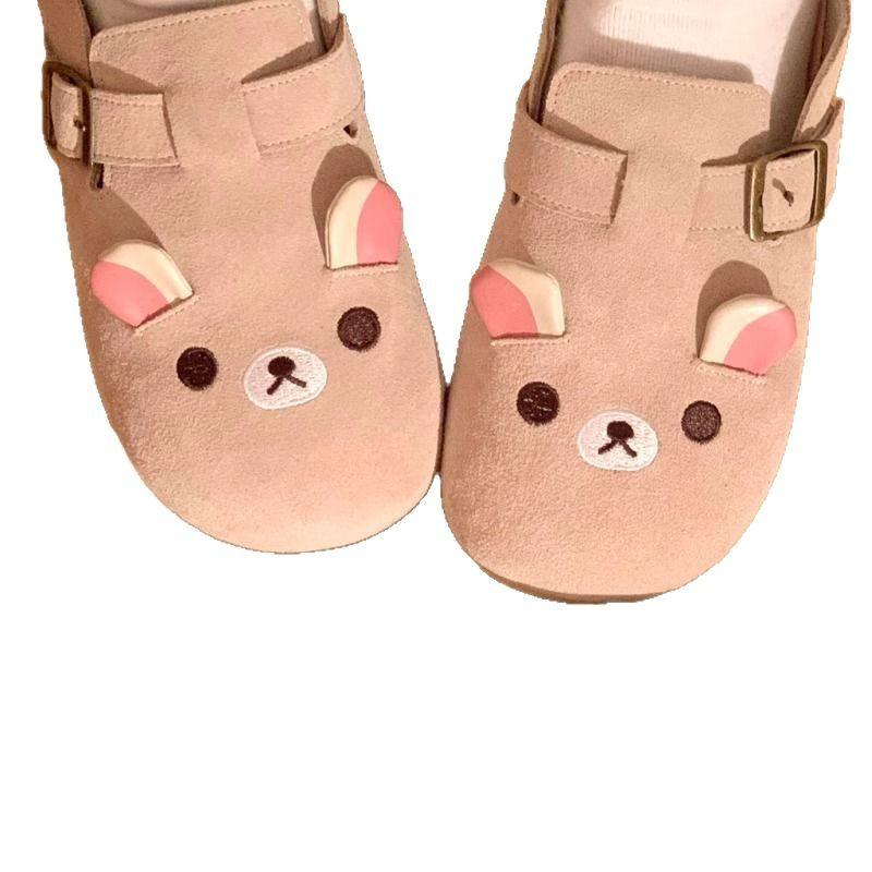 Easy bear baotou half-drag women's spring new heightened thick bottom heightened lazy baotou slippers
