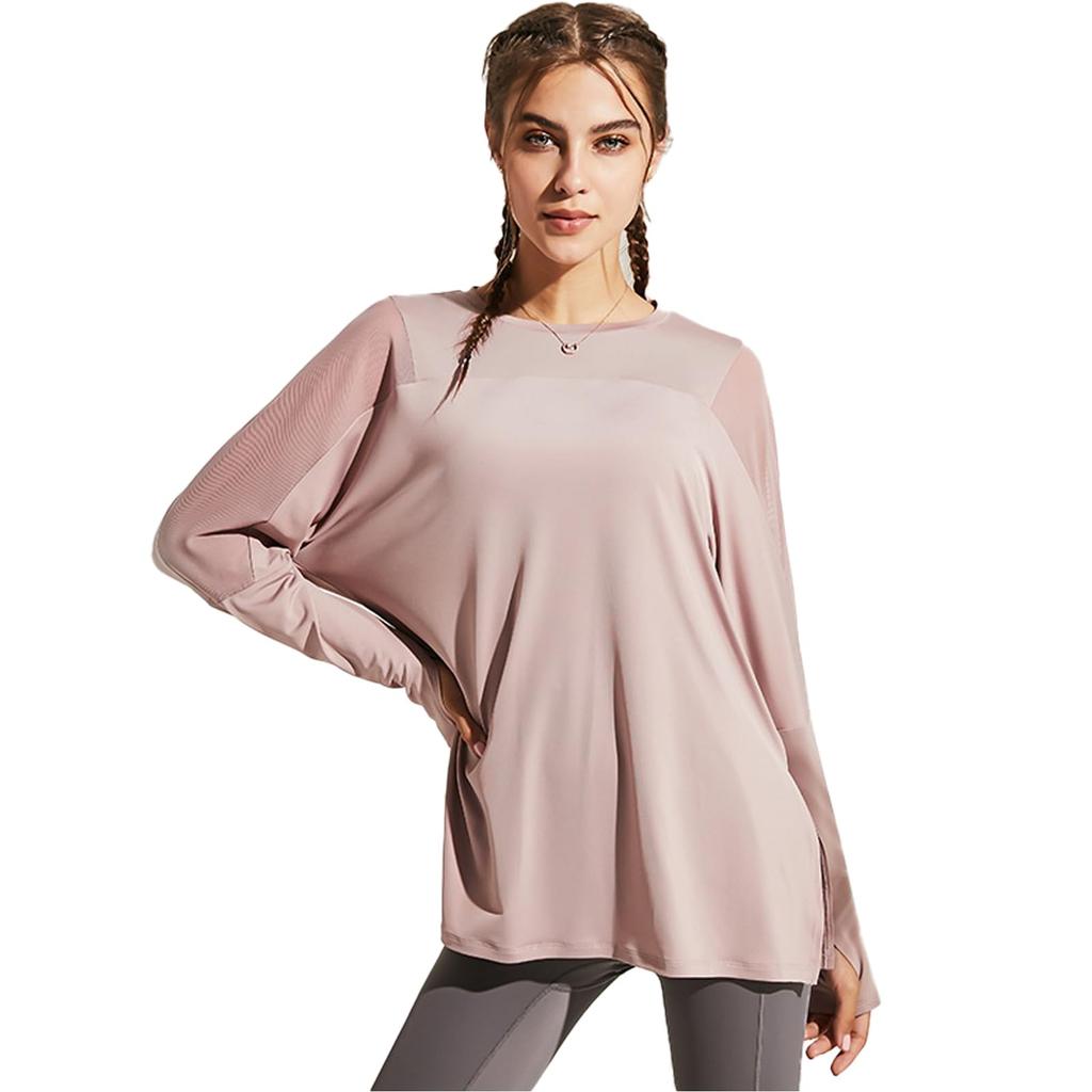 Zleufirty Yoga Long Sleeve Sports Training Long Loose Fitness Running Women's Top, T-Shirt, Wear, Sleeve, Fit, Wear, Wear, Stretch, Moisture-Wicking,