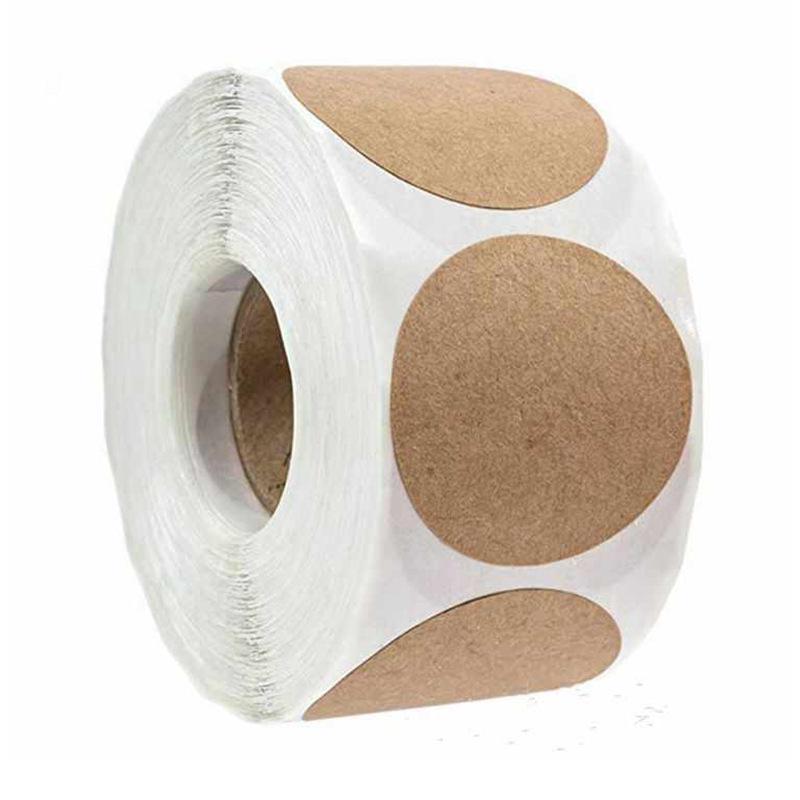 Round Die-Cut Self-Adhesive Kraft Paper Stickers - Strong, Handwritten Packaging Labels
