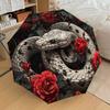 1pc Snake and Roses Circular Artwork Umbrella with Plastic Handle,Suitable for All Seasons Home Travel Outdoor UmbrellaDD1636