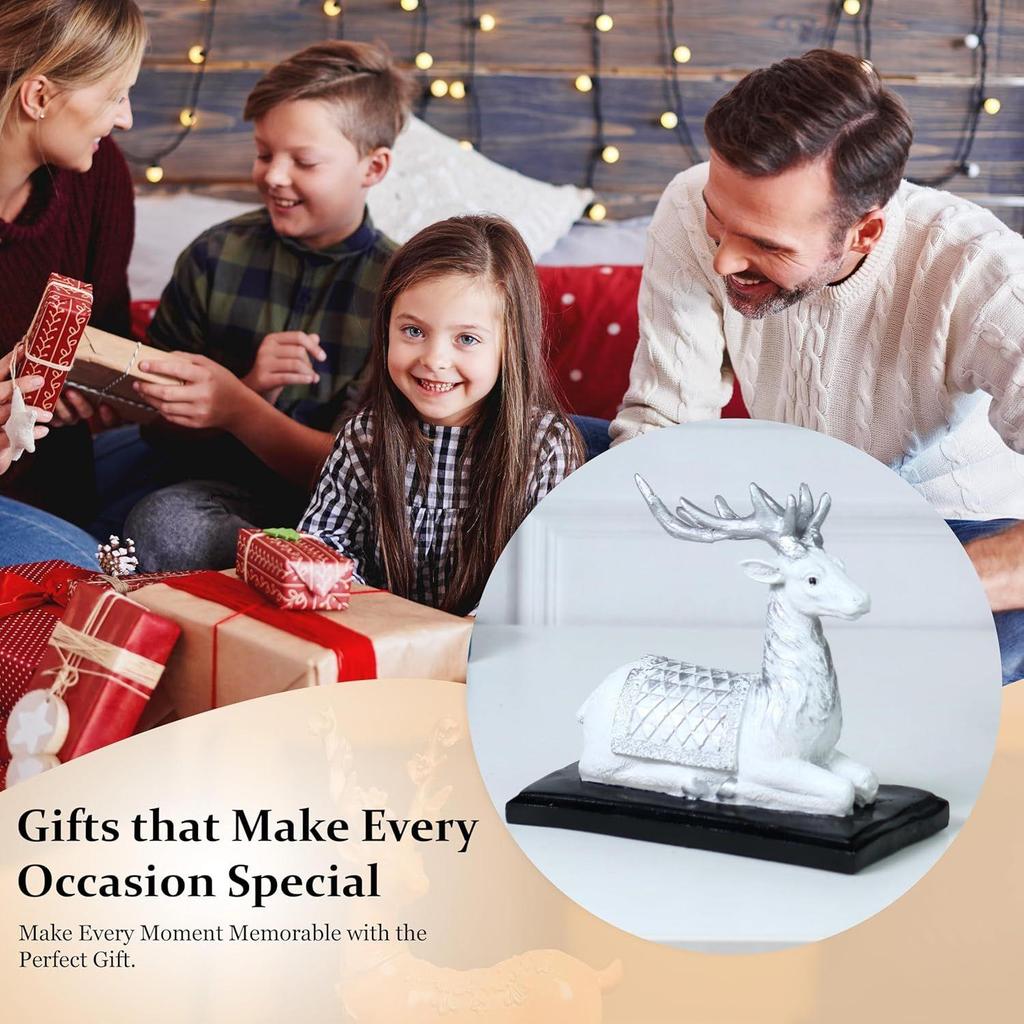 Classic Deer Showpiece: Add a Sense of Tranquil Elegance and Natural Beauty to Your Living Room, Office, or Tabletop with This Timeless Décor Piece