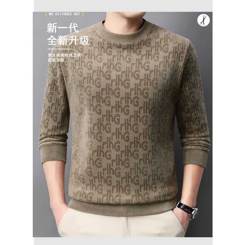 Vinter Østerriksk Fløyel Bomull Rund Hals Genser for Menn Fortykket Løs Varm Fritidstopp