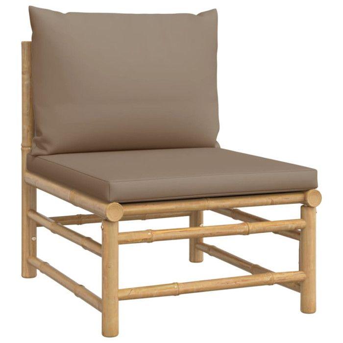 VidaXL Salon de jardin 3 pcs avec coussins taupe bambou 362283