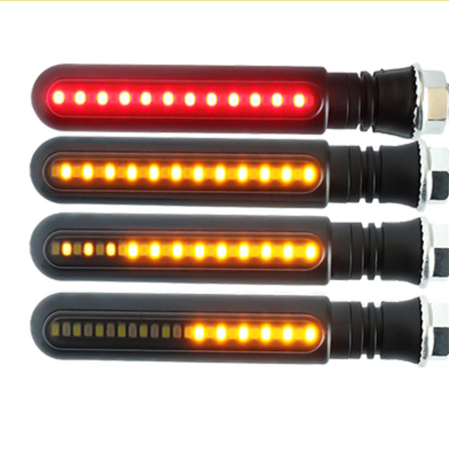 New 2x 12V ATV Scooter Dynamic LED Signal Indicator Blinker + Red Rear Strobe Light