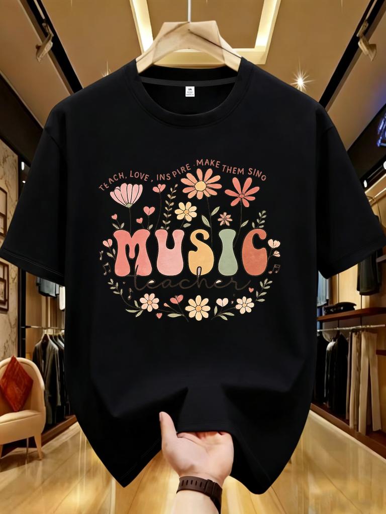 Wds01483creative Letter Printed Plus Size Unisexs Round Neck Tshirt Summer Casual Short Sleeved Top Street Fashion Versatile