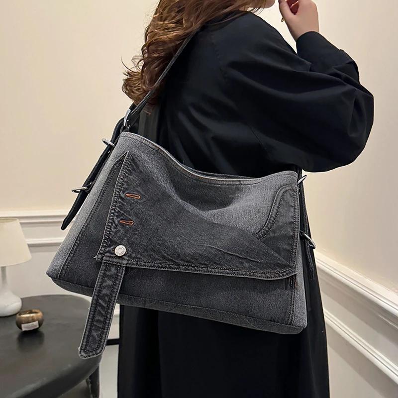 Denim große kapazität frauen schulter tasche feminine mode neue hohe qualität casual retro reisetasche