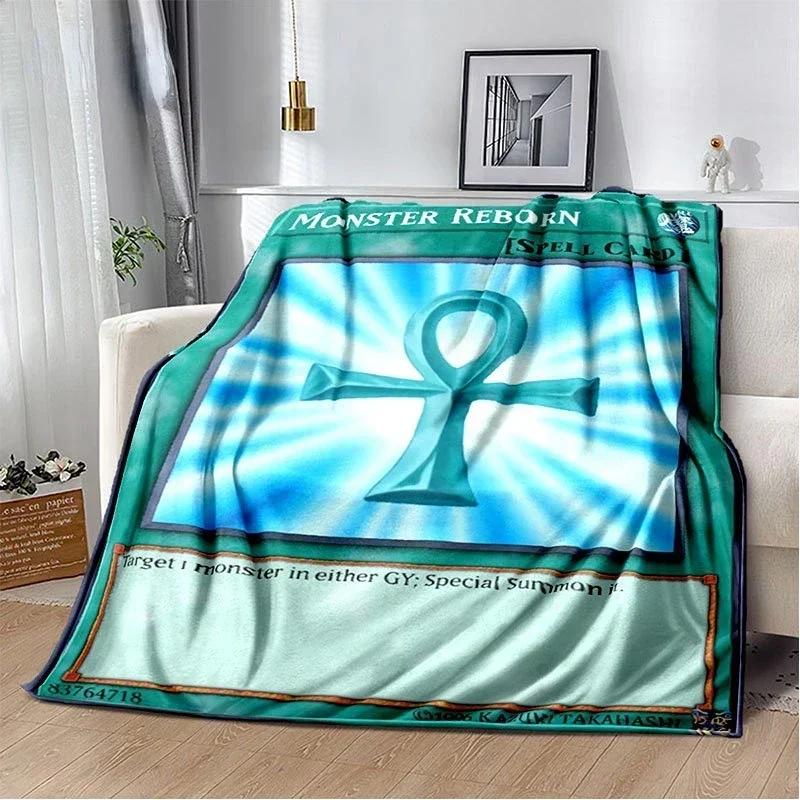 Anime Yu Gi Oh Card Throw Blanket Blue Eyes White Dragon Anime Cartoon Soft Plush Blanket Bedroom Bedspread Home Decor