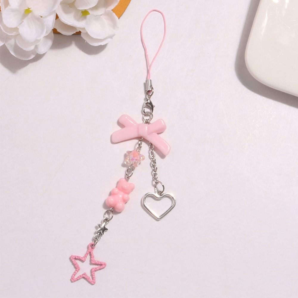 Bow Knot Butterfly Knot Keyring Black/Pink Phone Charm Cute Bag Accessory  Phone B