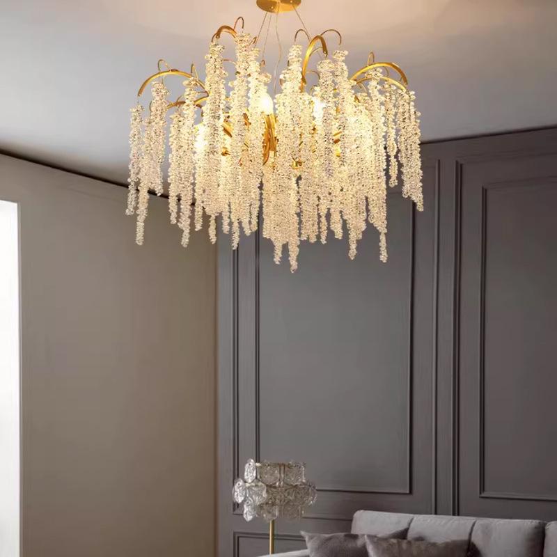LED Crystal Tassel Chandelier: French-American Style for Living Room, Bedroom, or Restaurant