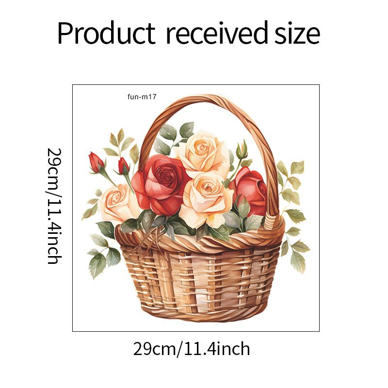 

Романтическая корзина с розами ко Дню святого Валентина Наклейки на туалет Ванная комната Декоративные настенные наклейки для ванной комнаты 29*29CM/fun-m17