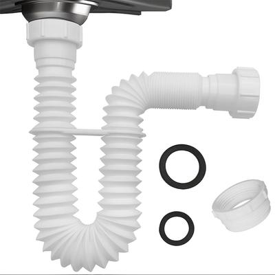 Köks Badrum Handfat Avloppsrör Infällbar Flexibel Diskbänksavloppsrör 1-1/2"  1-1/4" Avfallskvarn P-rör Med Adapter