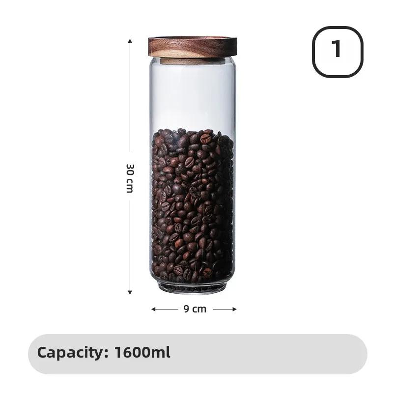 Lufttät förvaringsburk i glas med bambulock för kaffe, te, kryddor, spannmål, socker - Modern köks- och skafferiorganisation